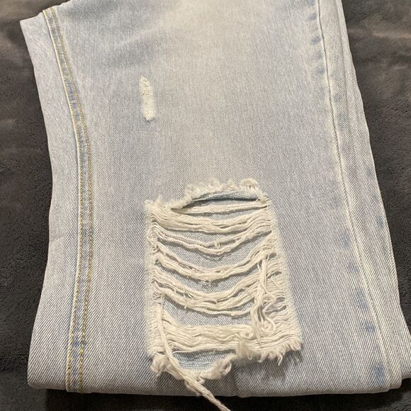 Anthropology Avec Les Filles Ripped Wide Leg Split Hem Distressed Jeans Size 28 - Picture 12 of 12